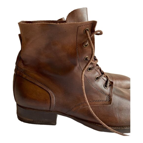 Allsaints Brown Leather Lace Up Mens Ankle Boots Size 12 With Rubber Sole main image 6